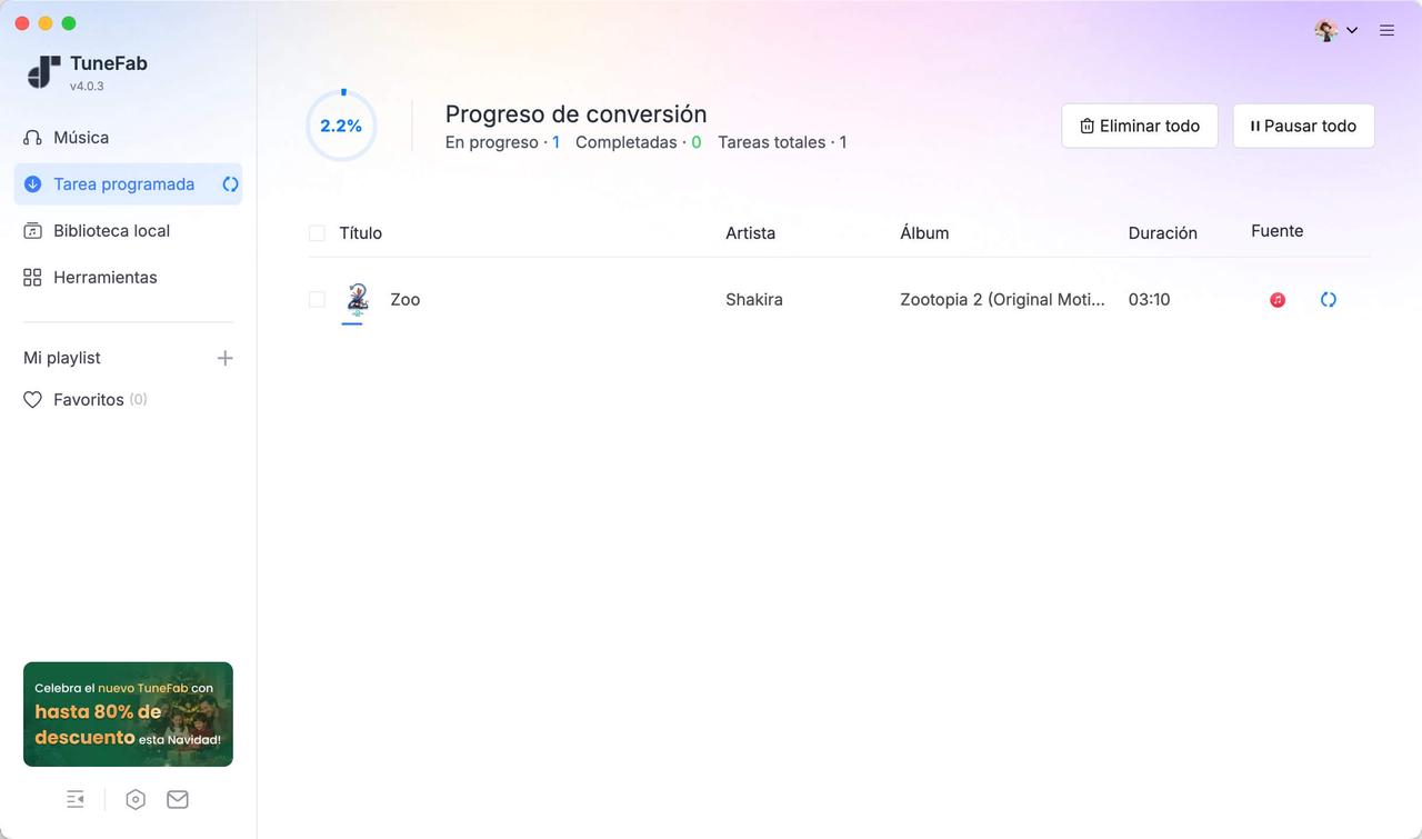 Proceso de conversión de Apple Music a MP3 con TuneFab