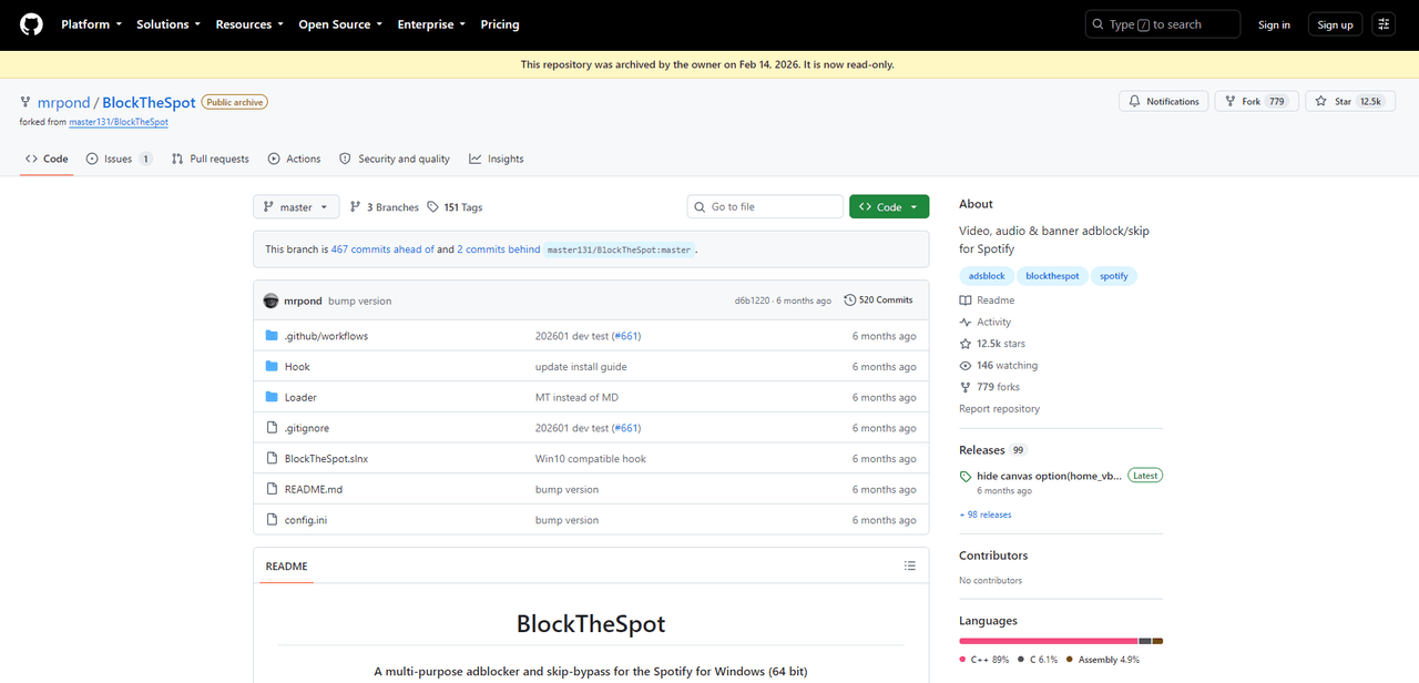 BlockTheSpot Github