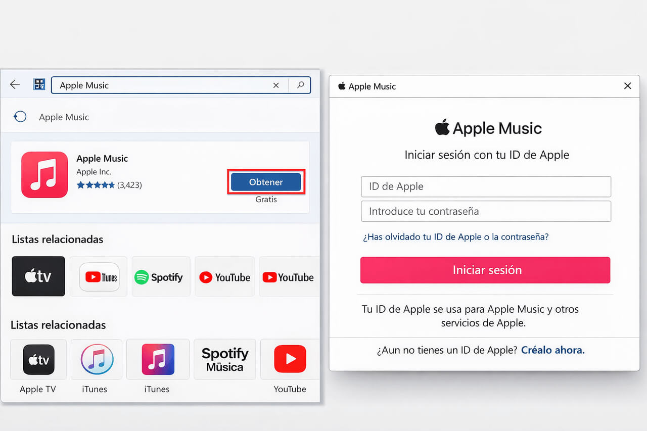 Descargar Apple Music desde Microsoft Store e iniciar sesión