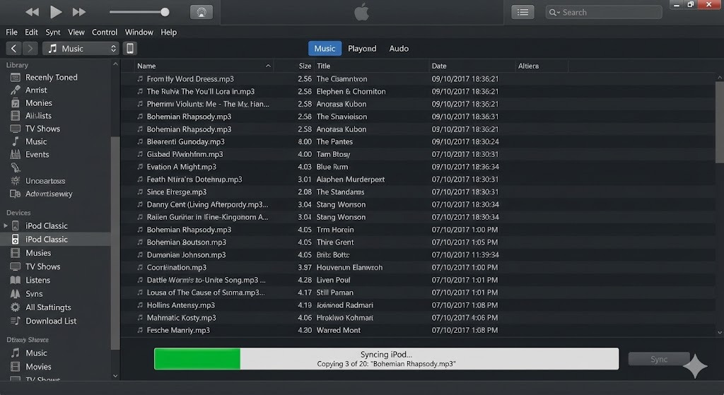 Sincronizando música al iPod en iTunes