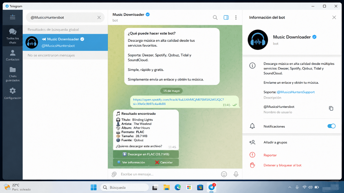 Obtener Musica Mediante bot de Telegram