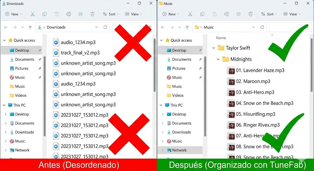 Organización automática de biblioteca Apple Music en MP3