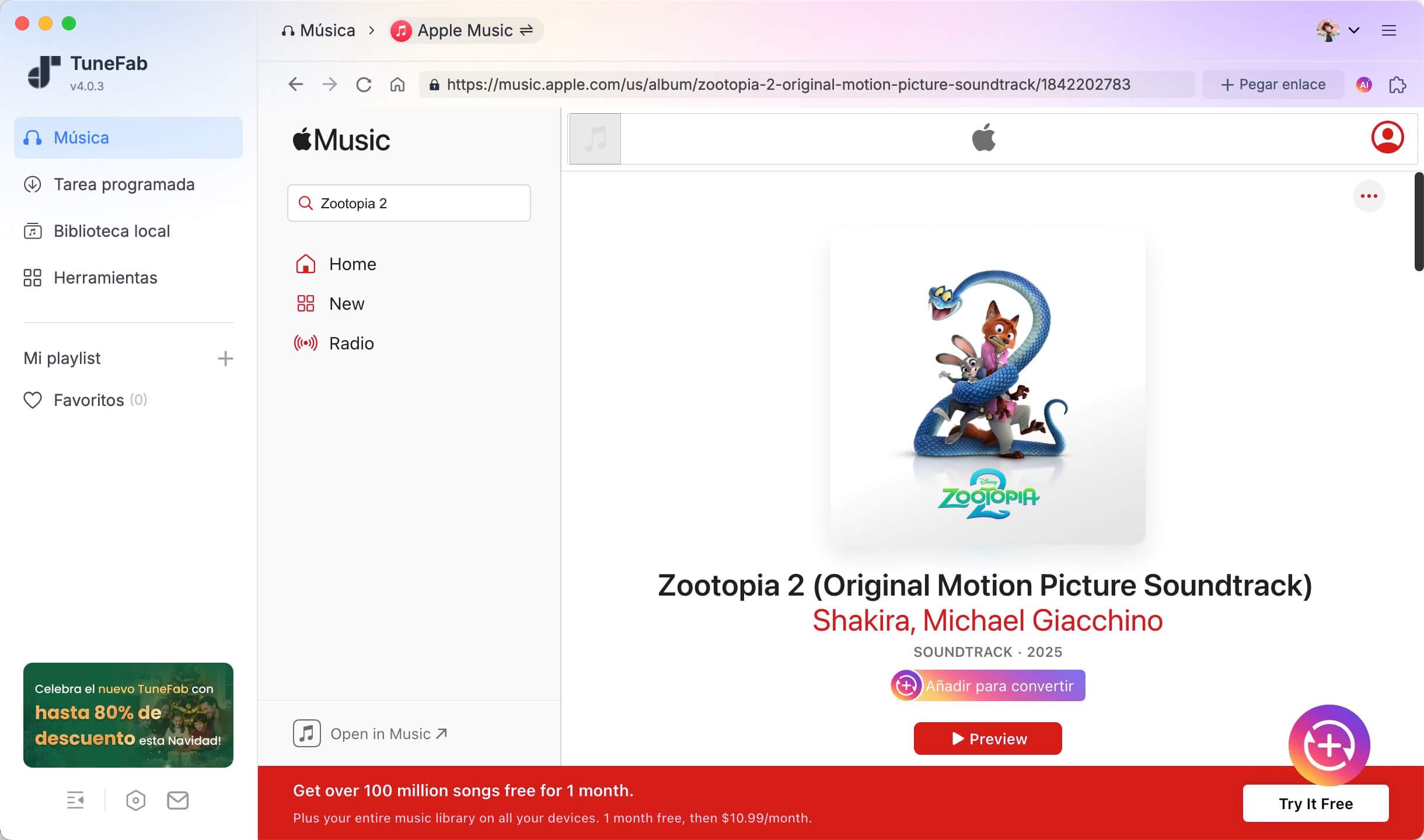 Añadir un álbum de Apple Music a TuneFab para convertirlo a MP3