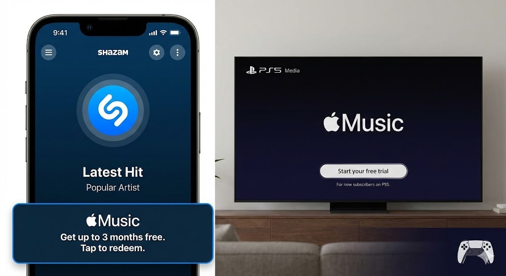 Códigos promocionales de Apple Music en Shazam y PlayStation 5