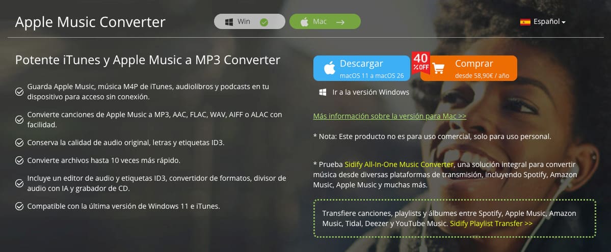 Convertidor de Apple Music a MP3 para Windows y Mac