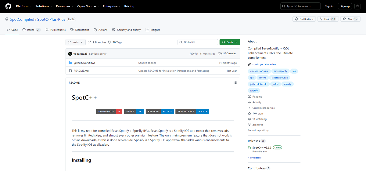 SpotC++ Github