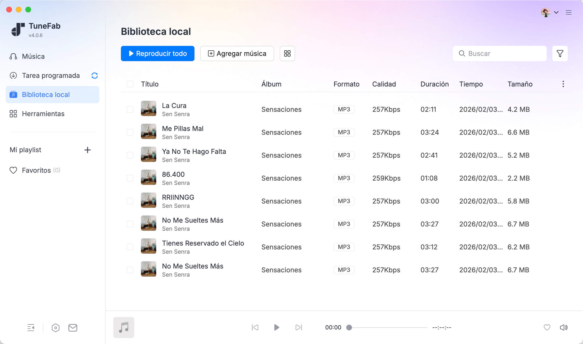 Conversión de álbum y playlist finalizada