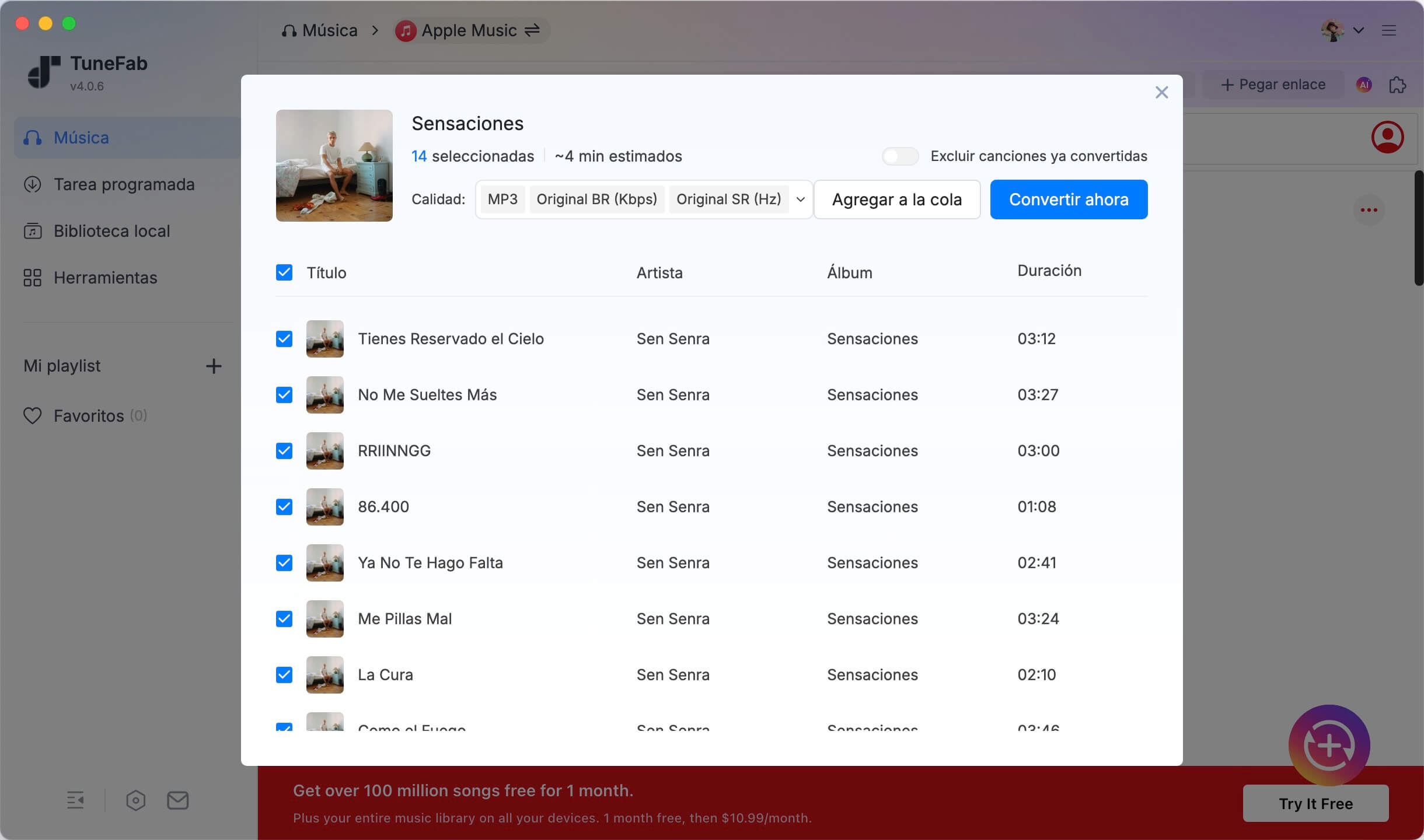 Álbum y playlist listos para convertir