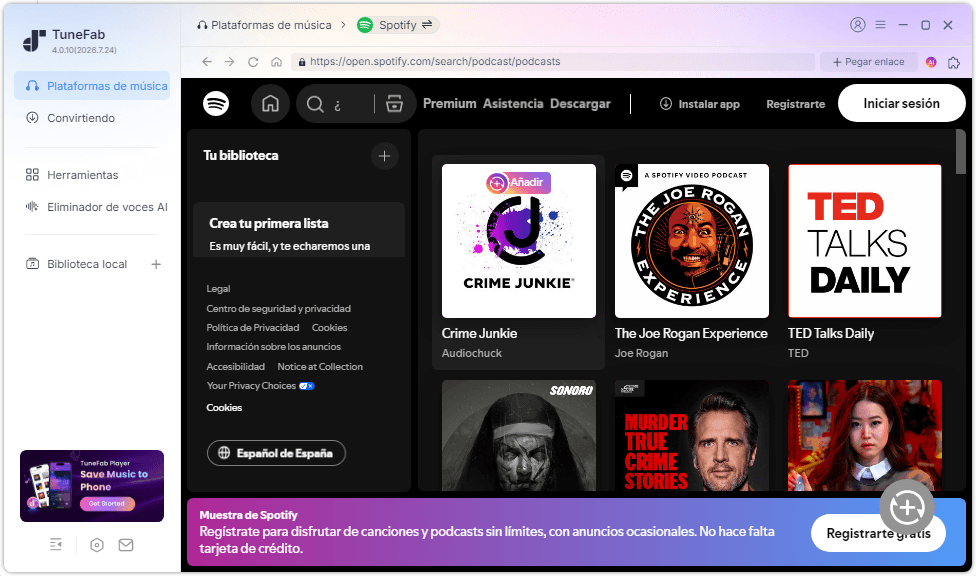 TuneFab Busca Podcast Quieres Descargar